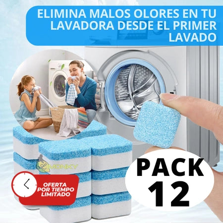 Pack 12 Pastillas Efervescentes Limpieza Lavadora