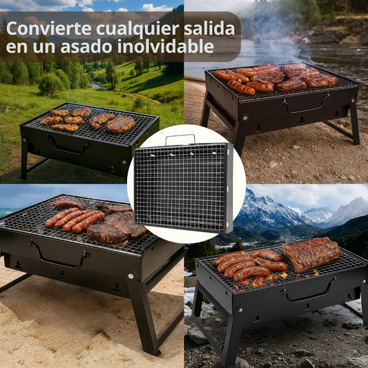 Parrilla Portátil + Kit Parrillero de Regalo - Ármala en segundos y prepara tu asado donde quieras